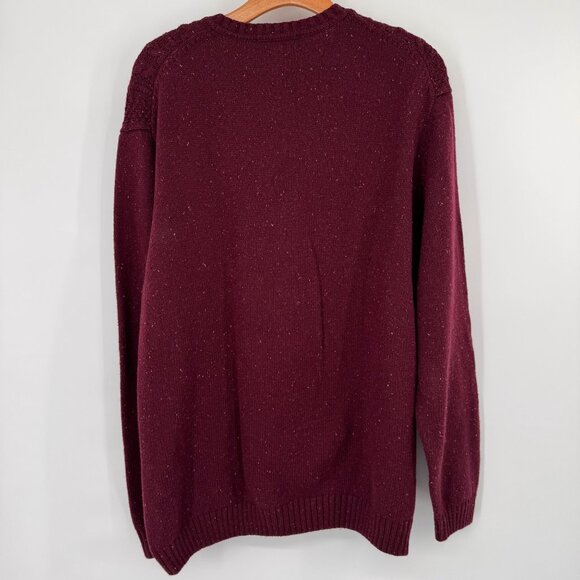 Roundtree & Yorke mens Burgundy Cable  V-Neck Sweater size XL Cotton Wool new - Picture 6 of 12